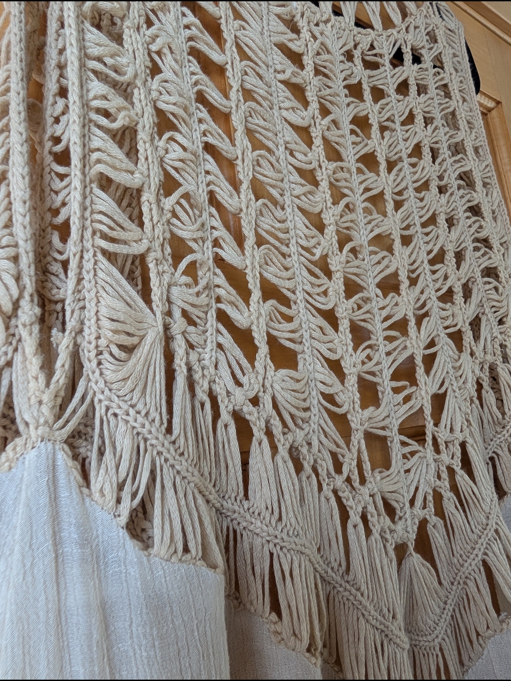 Dreamers Macramé Open Crochet Vest in Natural Cream - Picture 9 of 9